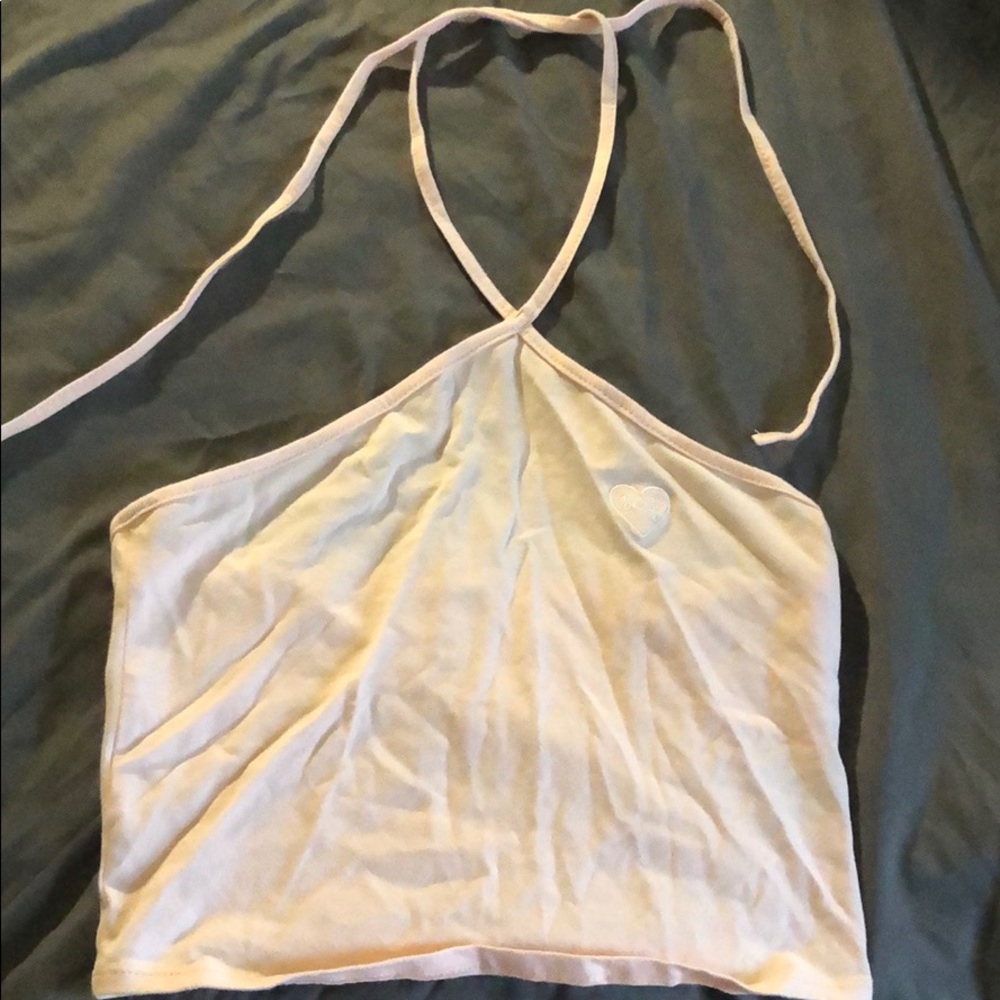 “lovely” neck tied crop top